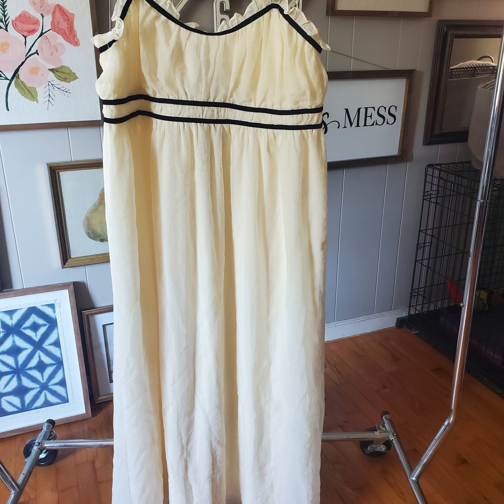 Chic Cream Maxi Dress with Black Trim